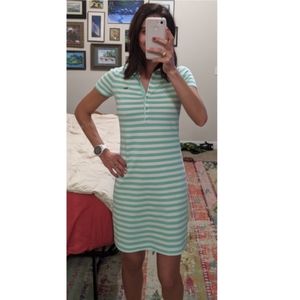 Teal & white stripe Lacoste Polo dress